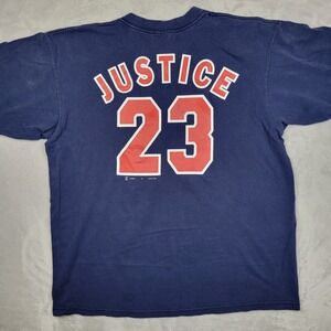 Cleveland Indians Shirt Mens XL Vintage Chief Wahoo Mascot David‎ Justice Jersey